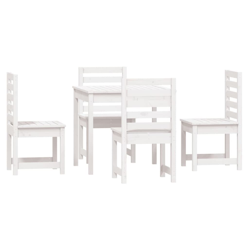 5 Piece Garden Dining Set Solid Wood Pine White pine