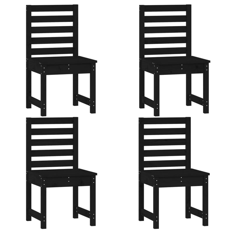 5 Piece Garden Dining Set Black Solid Wood Pine