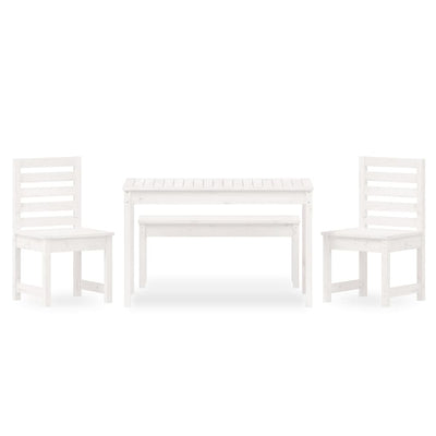 4 Piece Garden Dining Set White Solid Wood Pine