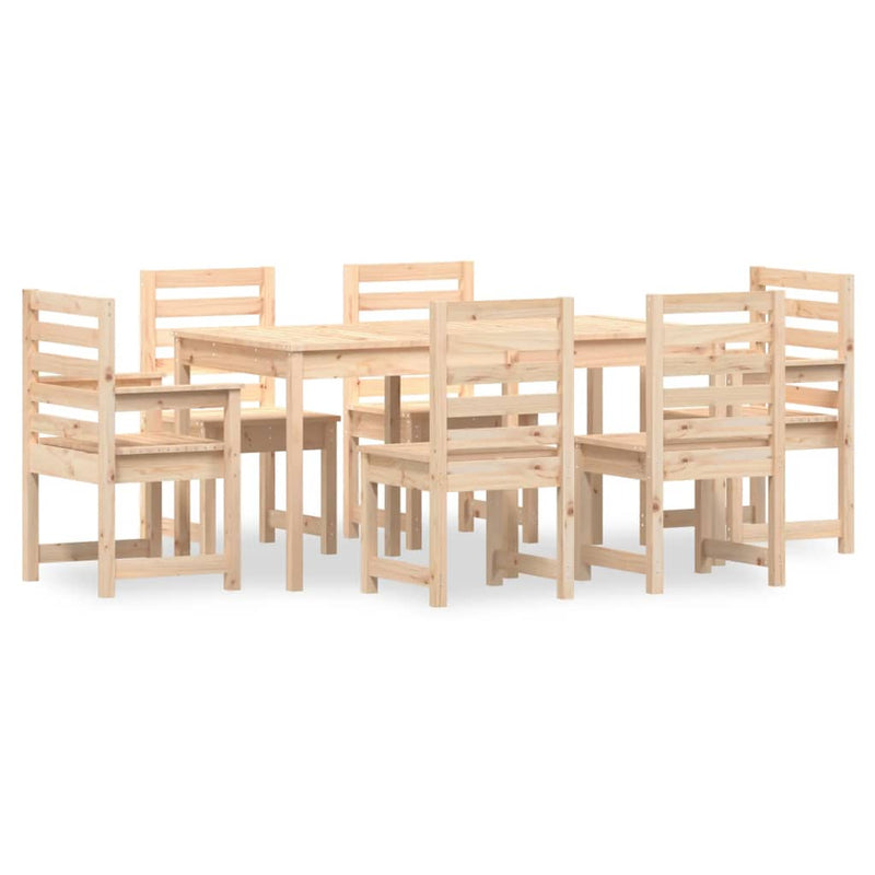 7 Piece Garden Dining Set Solid Wood Pine