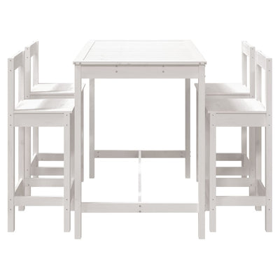 5 Piece Garden Bar Set White Solid Wood Pine