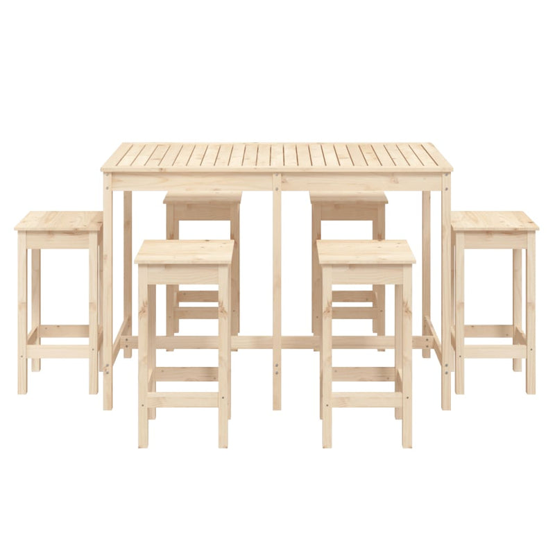 7 Piece Garden Bar Set Solid Wood Pine