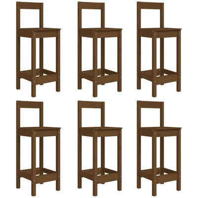 7 Piece Garden Bar Set Honey Brown Solid Wood Pine