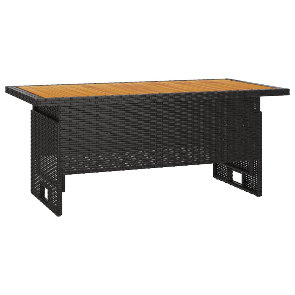 Garden Table 100x50x43/63 Solid Wood Acacia&Poly Rattan Black