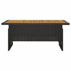 Garden Table 100x50x43/63 Solid Wood Acacia&Poly Rattan Black