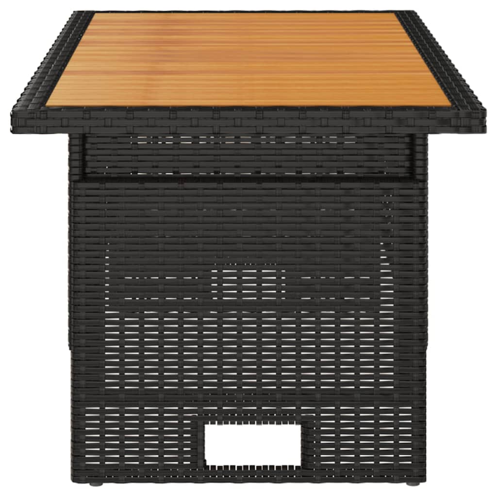 Garden Table 100x50x43/63 Solid Wood Acacia&Poly Rattan Black