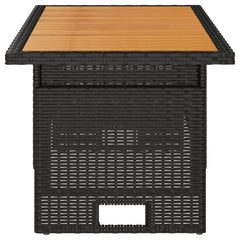 Garden Table 100x50x43/63 Solid Wood Acacia&Poly Rattan Black