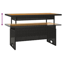 Garden Table 100x50x43/63 Solid Wood Acacia&Poly Rattan Black