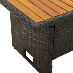 Garden Table 100x50x43/63 Solid Wood Acacia&Poly Rattan Black