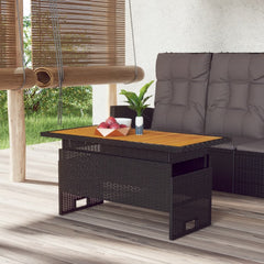 Garden Table 100x50x43/63 Solid Wood Acacia&Poly Rattan Black