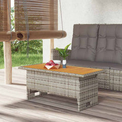 Garden Table 100x50x43/63 Solid Wood Acacia&Poly Rattan Grey