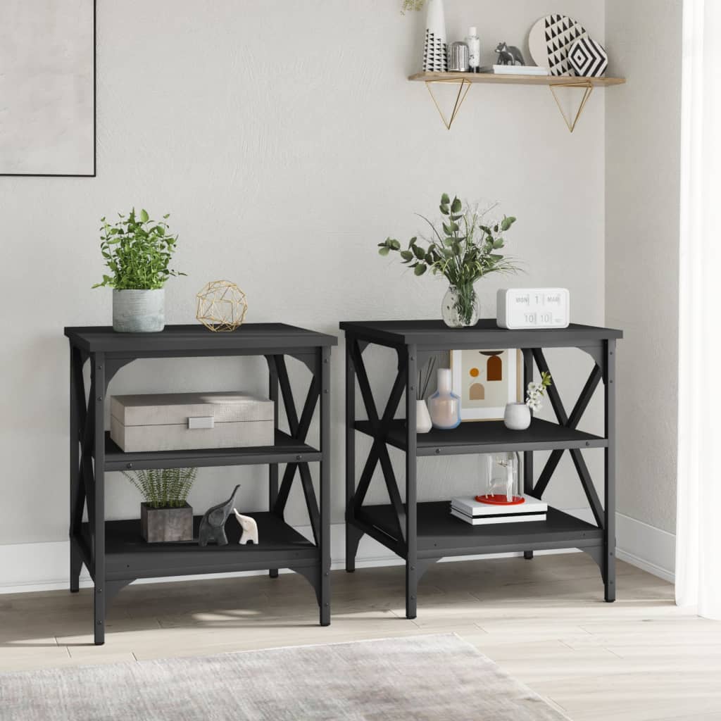 vidaXL Side Tables 2 pcs Black 40x42x50 cm Engineered Wood 3