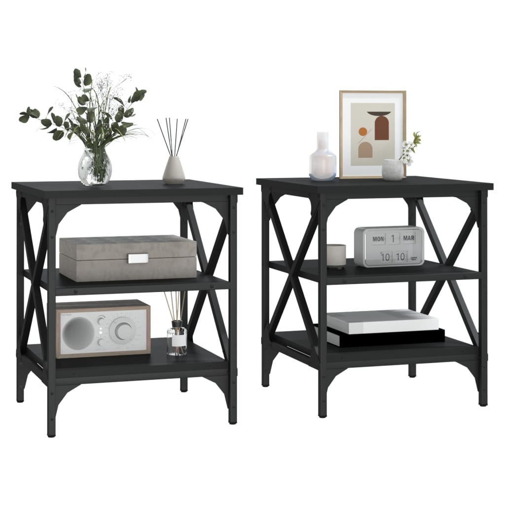 vidaXL Side Tables 2 pcs Black 40x42x50 cm Engineered Wood 4