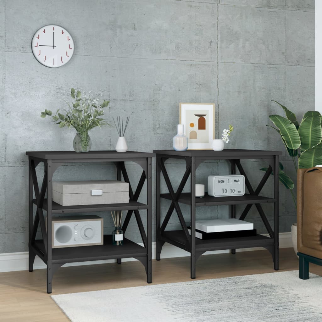 vidaXL Side Tables 2 pcs Black 40x42x50 cm Engineered Wood 1