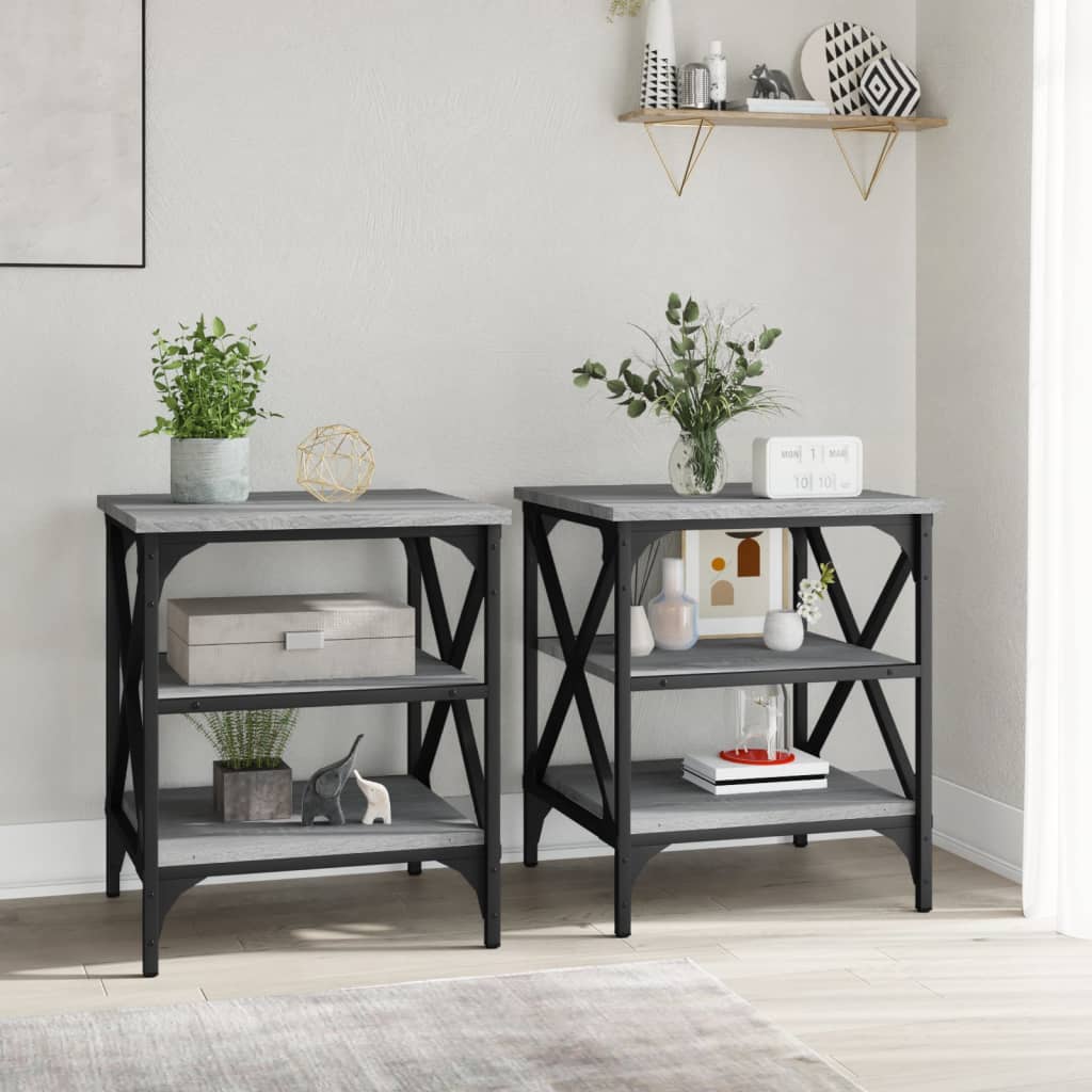 vidaXL Side Tables 2 pcs Grey Sonoma 40x42x50 cm Engineered Wood 3