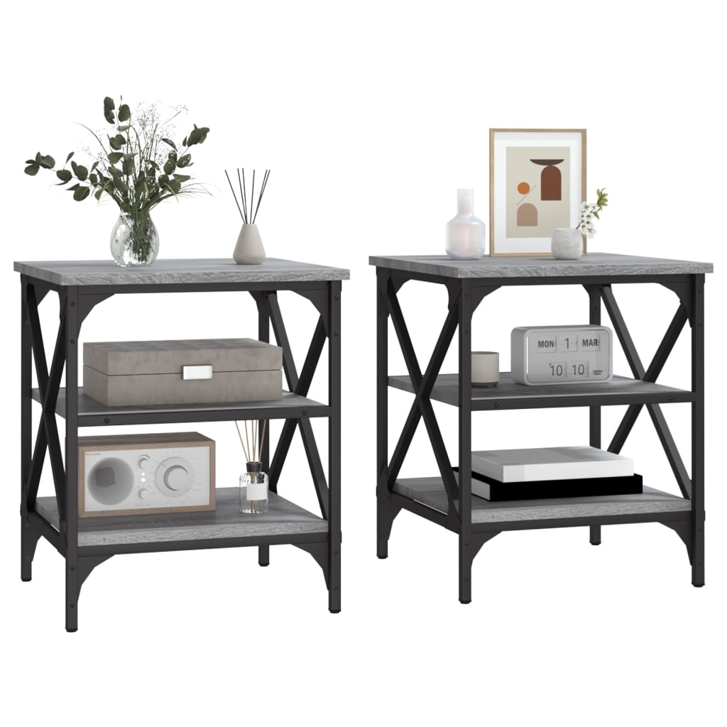 vidaXL Side Tables 2 pcs Grey Sonoma 40x42x50 cm Engineered Wood 4