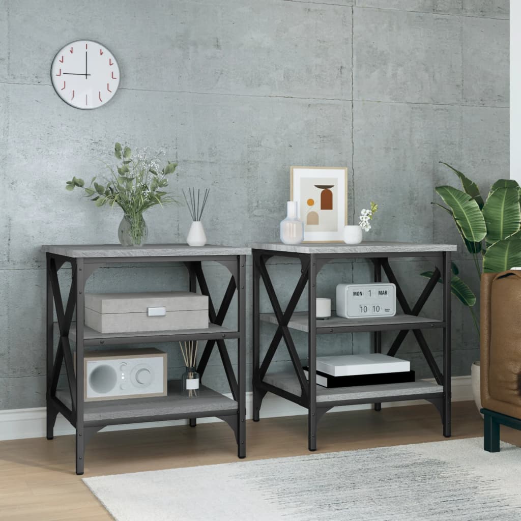 vidaXL Side Tables 2 pcs Grey Sonoma 40x42x50 cm Engineered Wood 1