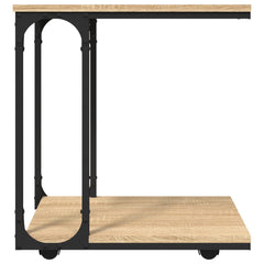 vidaXL Side Table with Wheels Sonoma Oak 50x35x55.5cm Engineered Wood 5