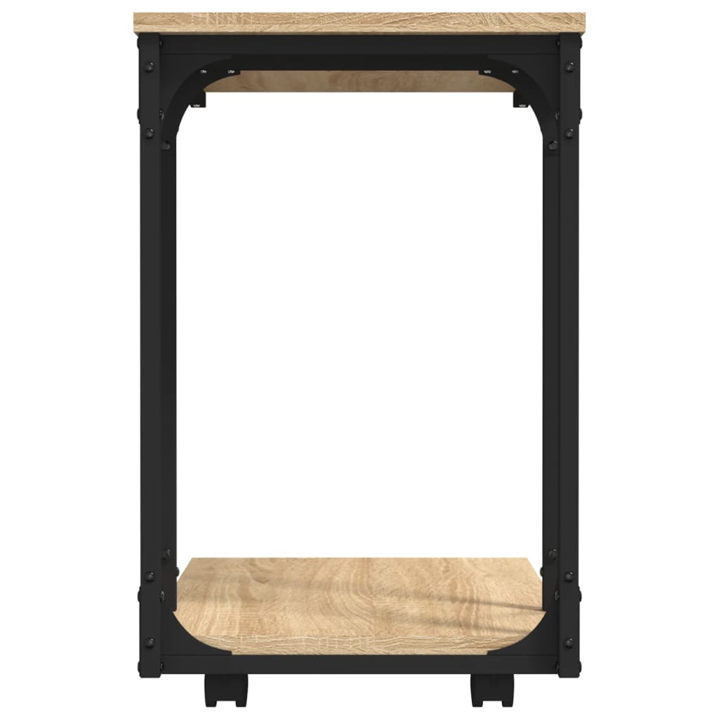 vidaXL Side Table with Wheels Sonoma Oak 50x35x55.5cm Engineered Wood 6