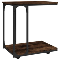 vidaXL Side Table with Wheels Smoked Oak 50x35x55.5cm Engineered Wood 2