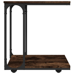 vidaXL Side Table with Wheels Smoked Oak 50x35x55.5cm Engineered Wood 5