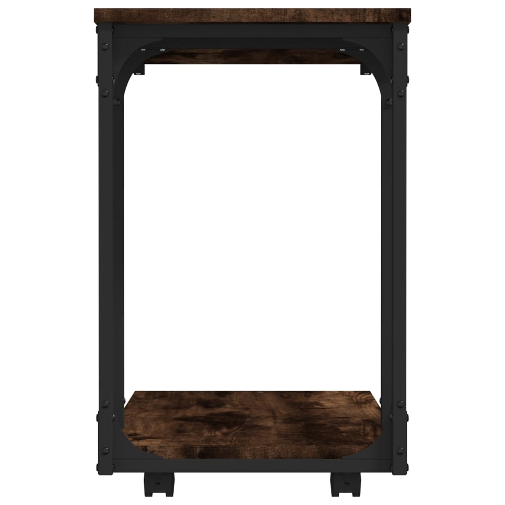 vidaXL Side Table with Wheels Smoked Oak 50x35x55.5cm Engineered Wood 6