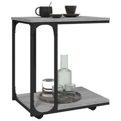 vidaXL Side Table with Wheels Grey Sonoma 50x35x55.5cm Engineered Wood 4