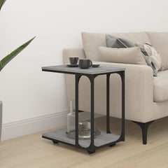 vidaXL Side Table with Wheels Grey Sonoma 50x35x55.5cm Engineered Wood 1