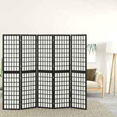 Folding 3-Panel Room Divider Japanese Style Black 200 x 170 cm