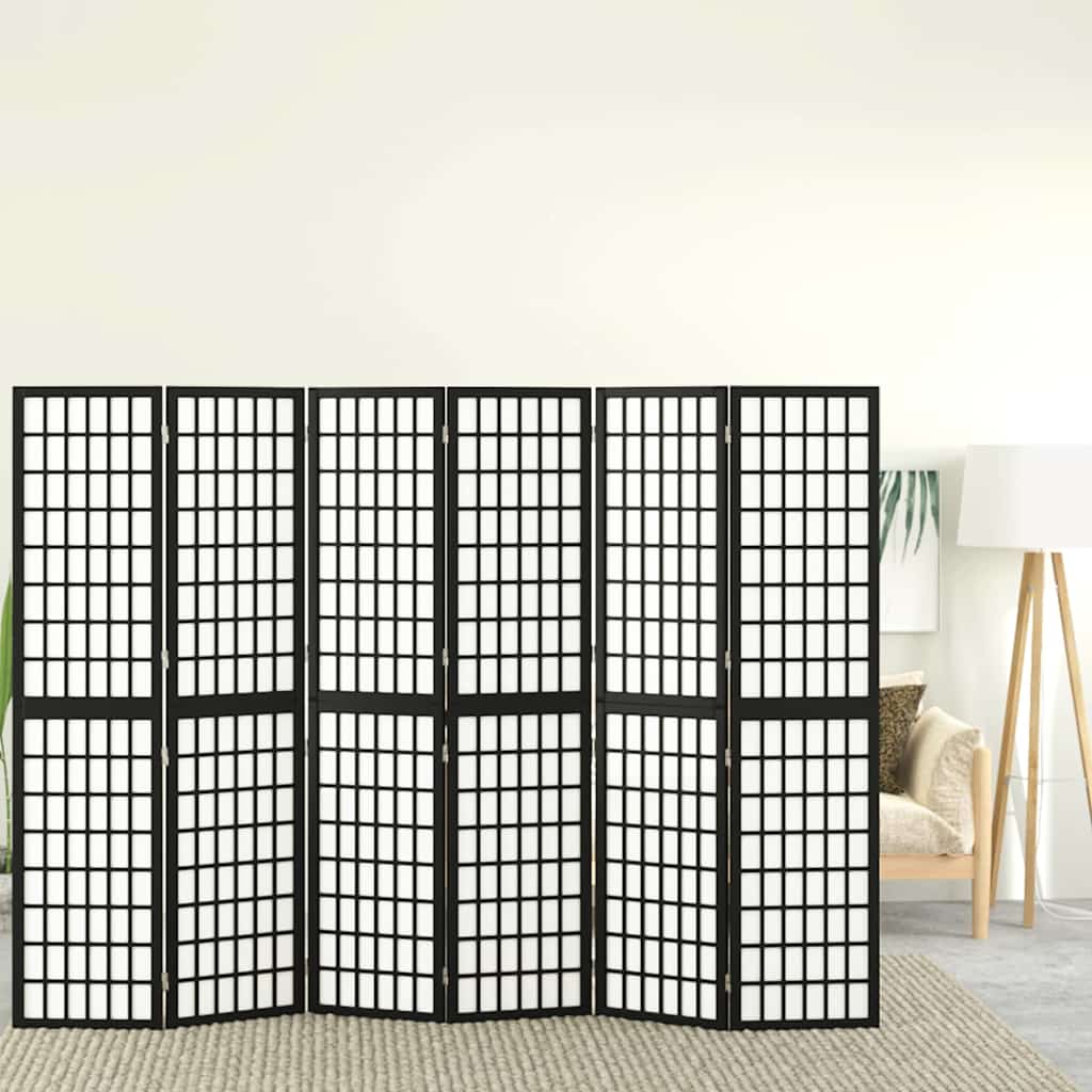 Folding 3-Panel Room Divider Japanese Style Black 240 x 170 cm
