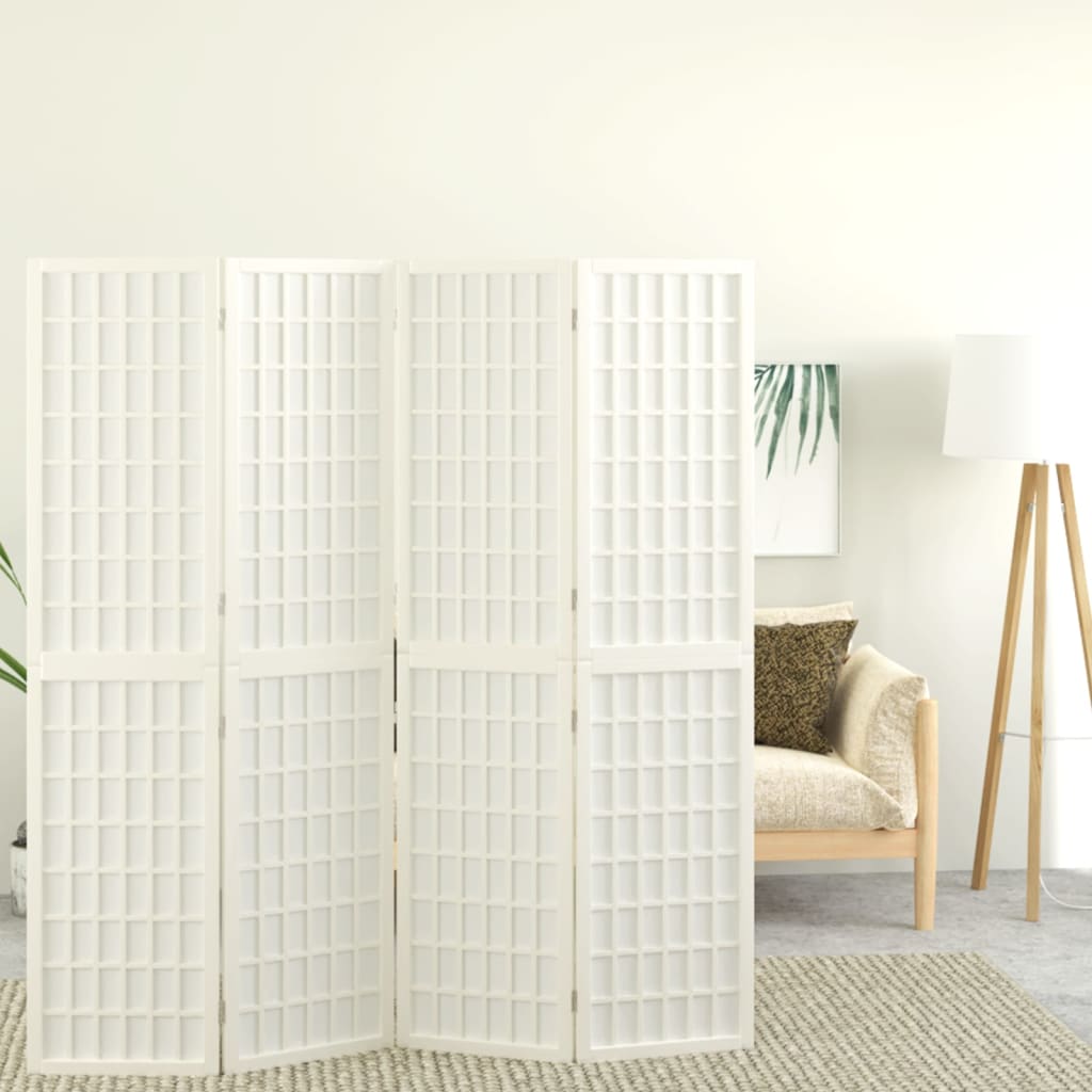 Folding 3-Panel Room Divider Japanese Style White 160 x 170 cm