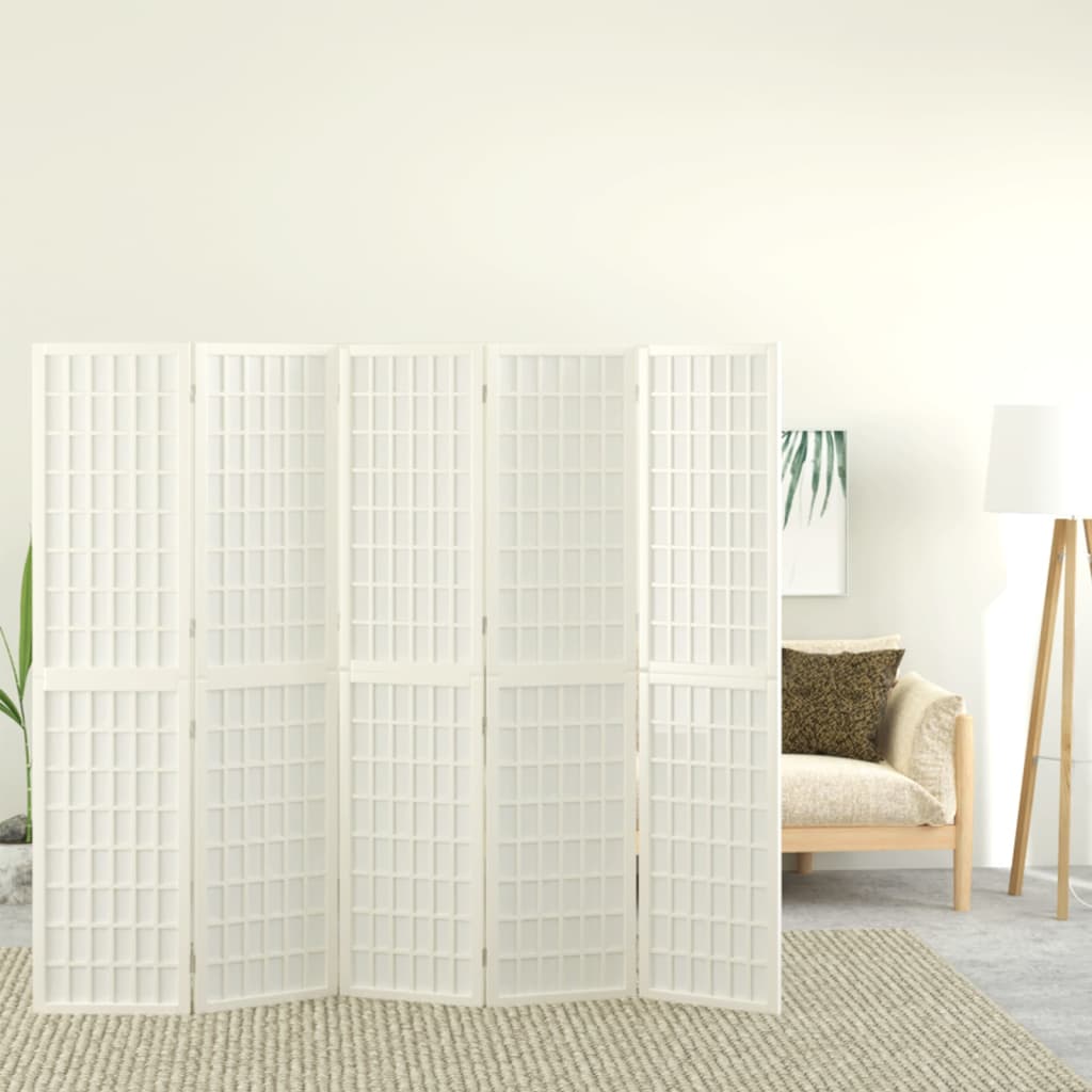 Folding 3-Panel Room Divider Japanese Style White 200 x 170 cm