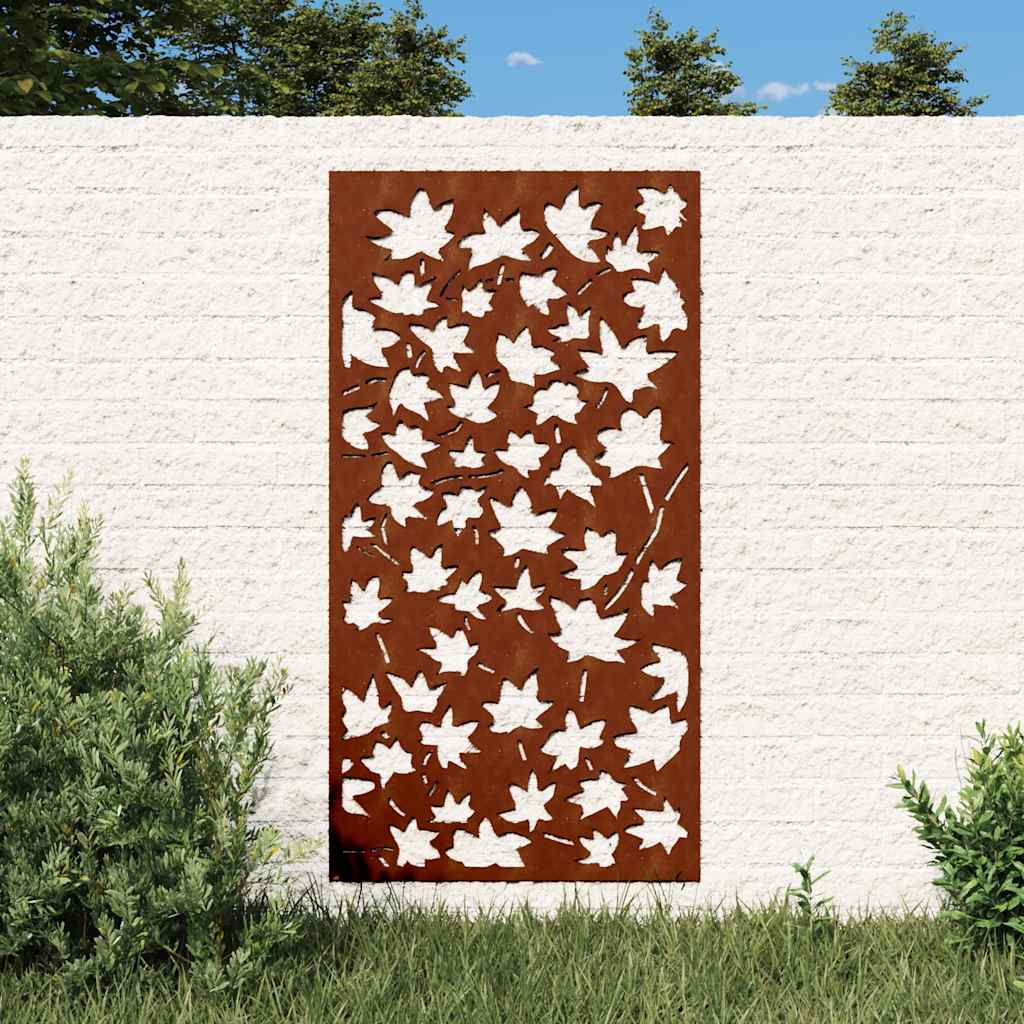 vidaXL Garden Wall Decoration 105x55 cm Corten Steel Maple Leaf Design 1