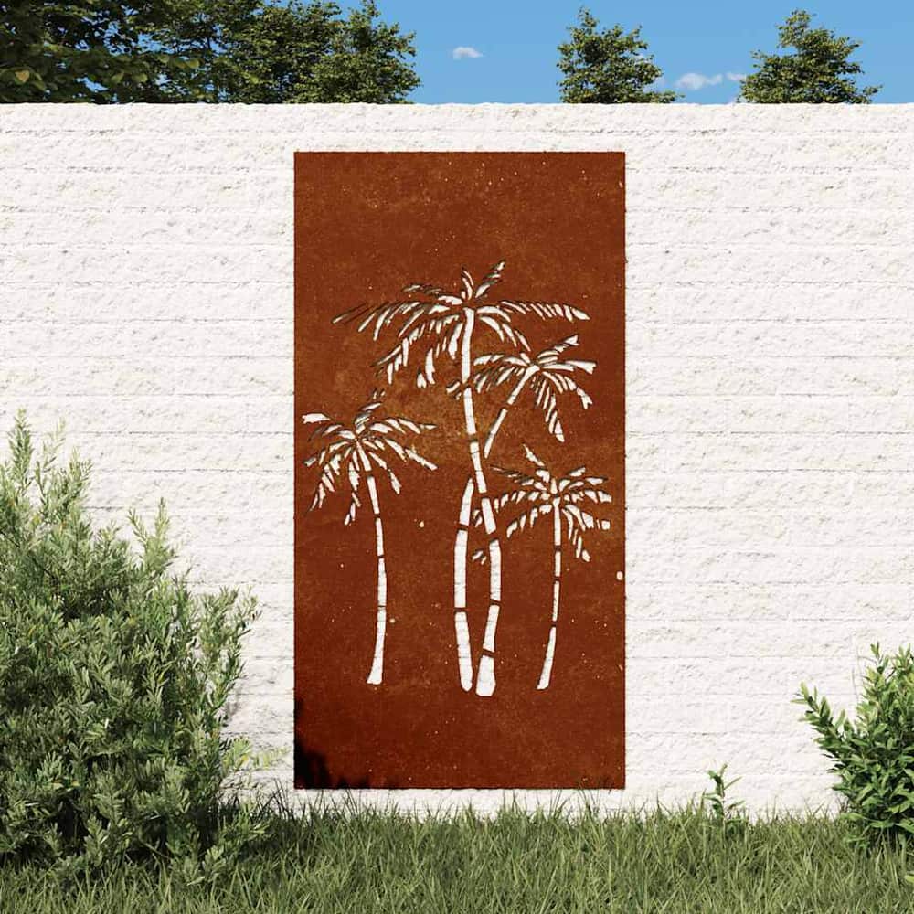 vidaXL Garden Wall Decoration 105x55 cm Corten Steel Palm Tree Design 1