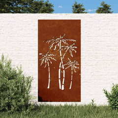 vidaXL Garden Wall Decoration 105x55 cm Corten Steel Palm Tree Design 1