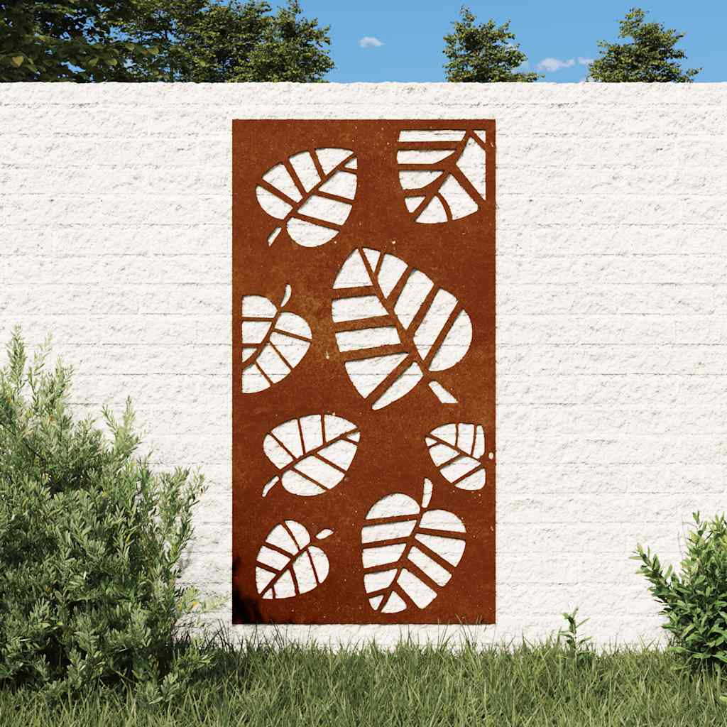 vidaXL Garden Wall Decoration 105x55 cm Corten Steel Leaf Design 1