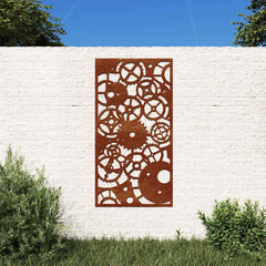 vidaXL Garden Wall Decoration 105x55 cm Corten Steel Gear Wheel Design 1
