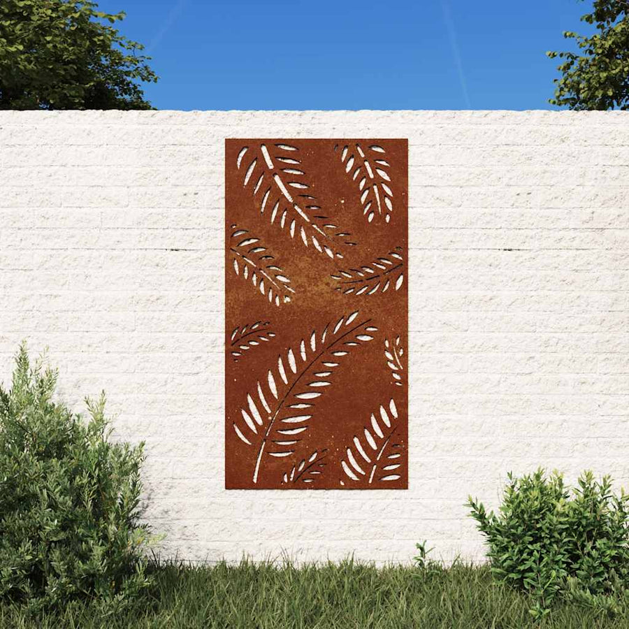 vidaXL Garden Wall Decoration 105x55 cm Corten Steel Leaf Design 1