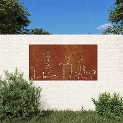 vidaXL Garden Wall Decoration 105x55 cm Corten Steel Skyline Design 1