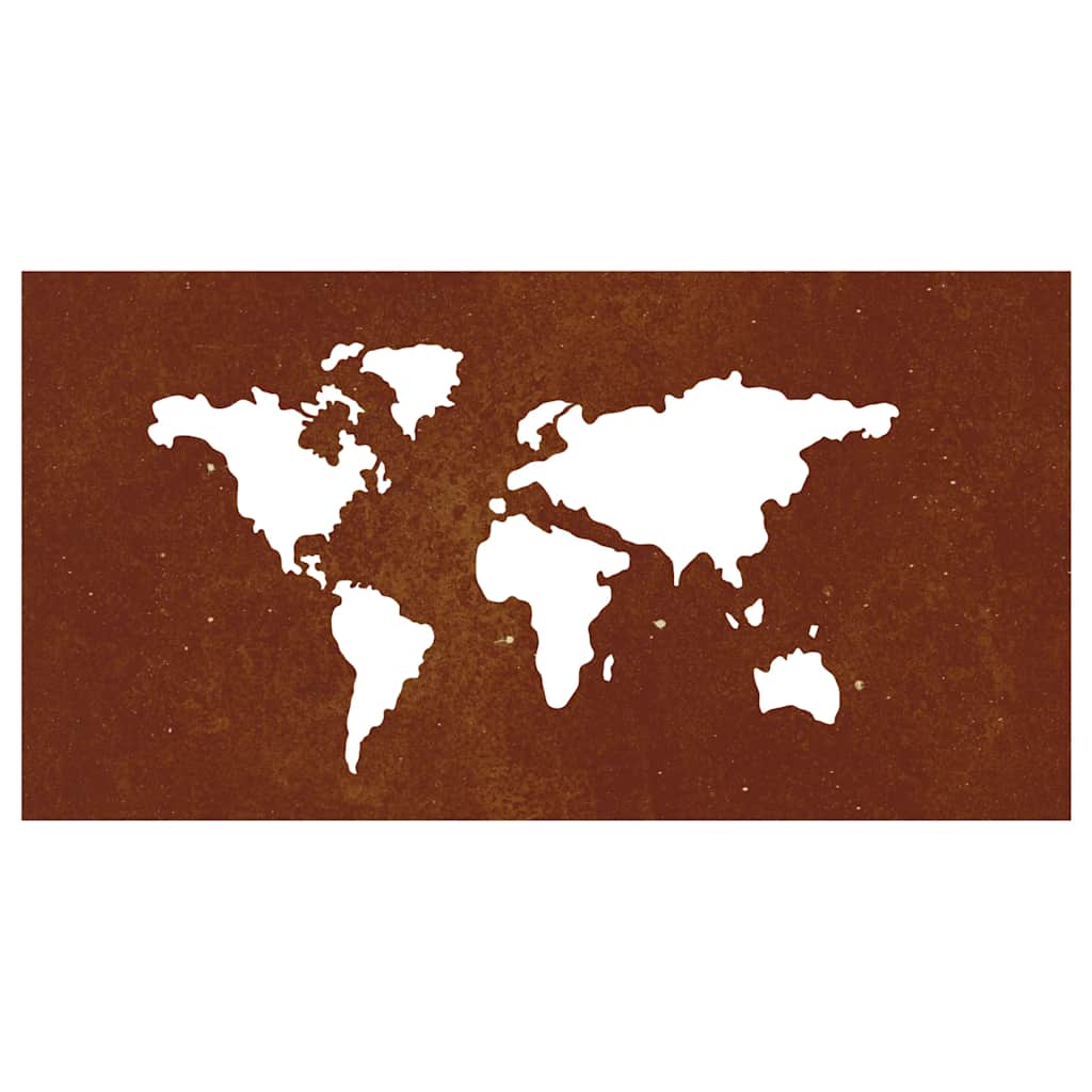 vidaXL Garden Wall Decoration 105x55 cm Corten Steel World Map Design 4
