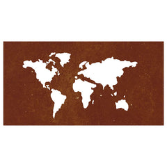vidaXL Garden Wall Decoration 105x55 cm Corten Steel World Map Design 4