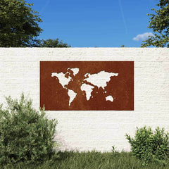 vidaXL Garden Wall Decoration 105x55 cm Corten Steel World Map Design 1