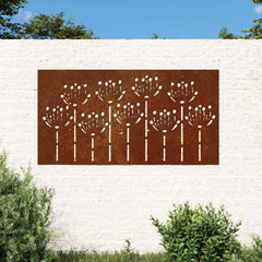 824499 vidaXL Garden Wall Decoration 105x55 cm Corten Steel Flower Design 1