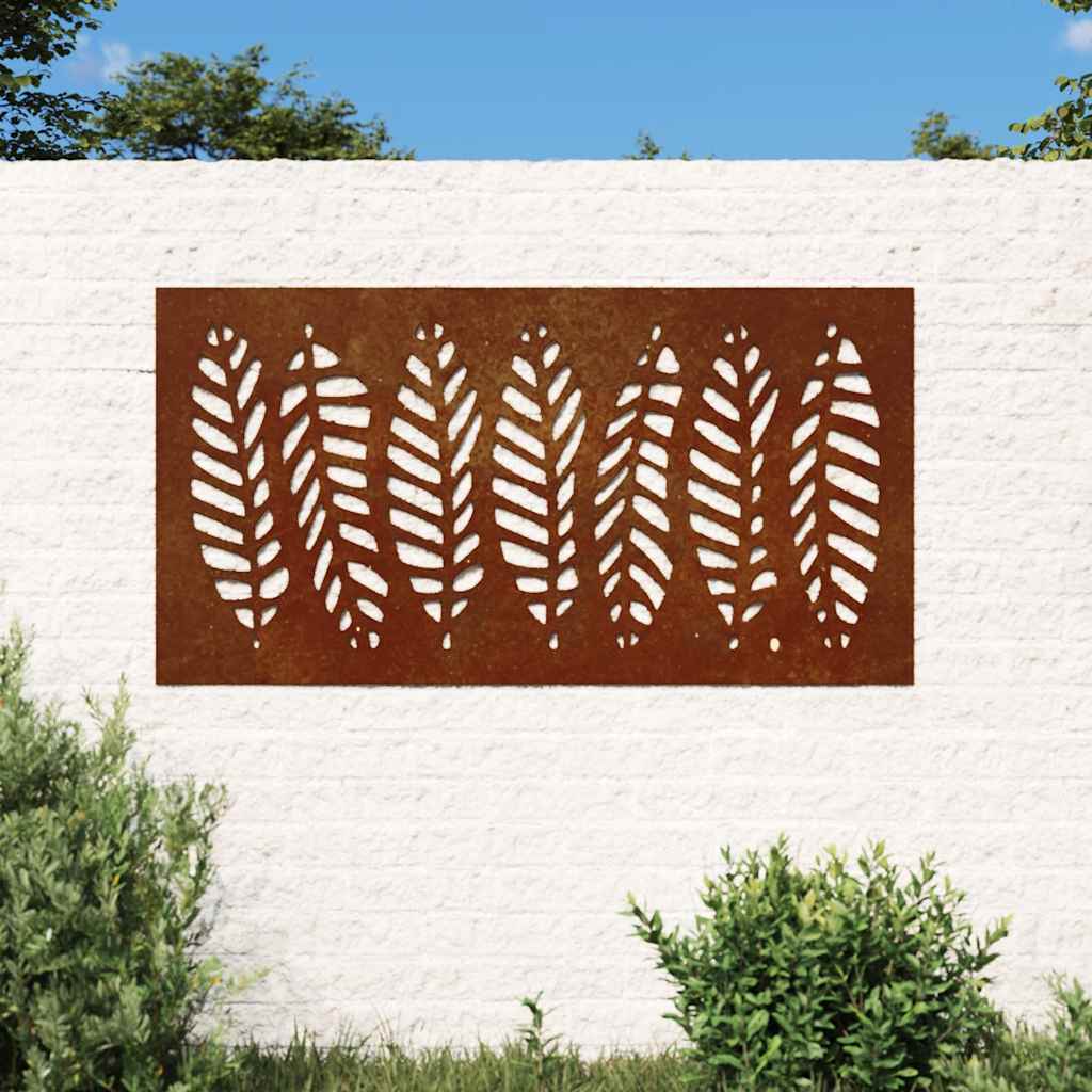 824500 vidaXL Garden Wall Decoration 105x55 cm Corten Steel Leaf Design 1
