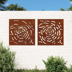 vidaXL Garden Wall Decorations 2 pcs 55x55 cm Corten Steel Rose Design 1