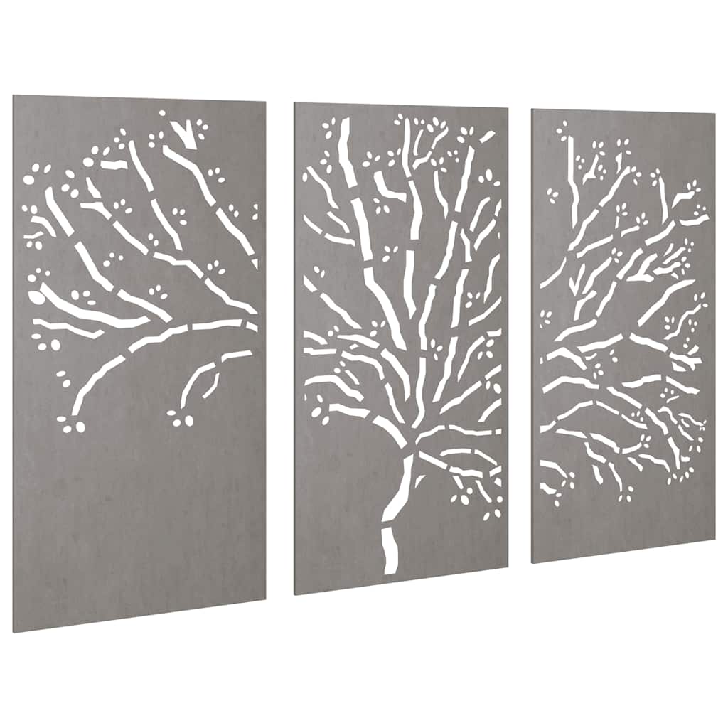 vidaXL Garden Wall Decorations 3 pcs 105x55cm Corten Steel Tree Design 3
