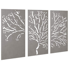 vidaXL Garden Wall Decorations 3 pcs 105x55cm Corten Steel Tree Design 3
