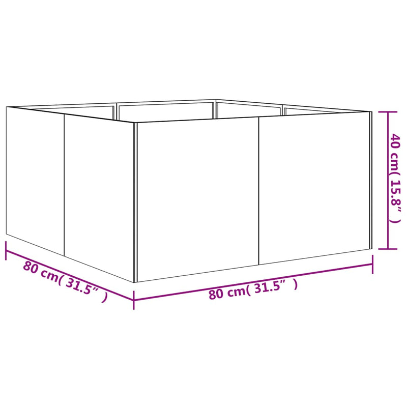 Planter 80x80x40 cm Corten Steel