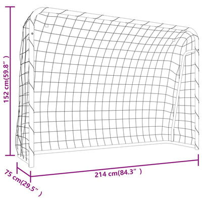 Football Goal with Net White 214x75x152 cm Steel&Polyester