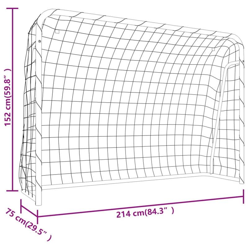 Football Goal with Net White 214x75x152 cm Steel&Polyester